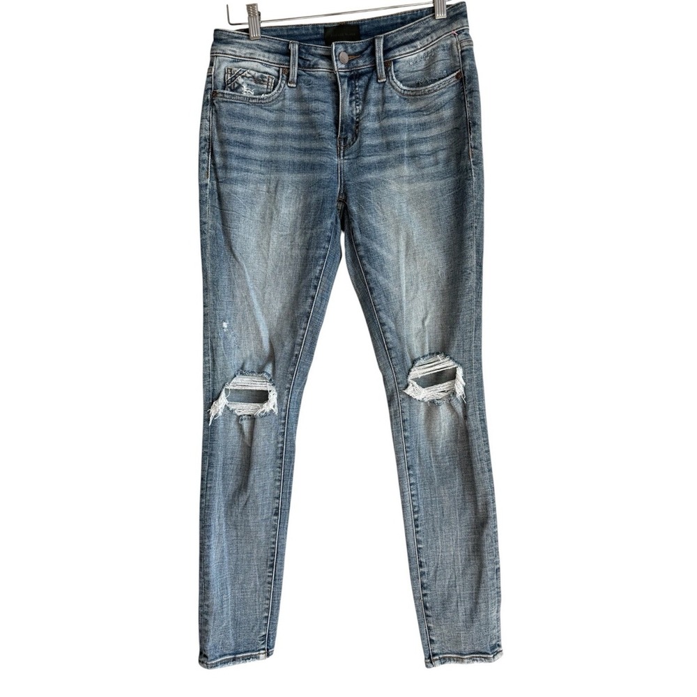 Buckle Black Fit 53 Distressed Ankle Skinny Jeans Blue Denim Mid Rise Ripped 26